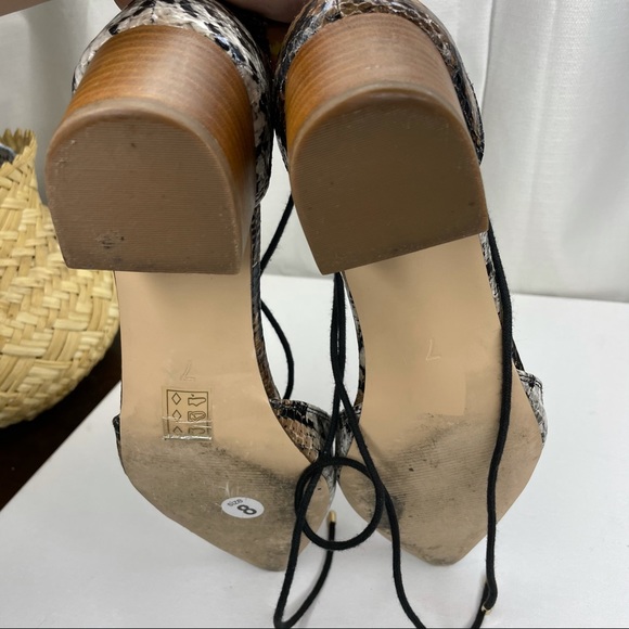 ASOS Pointed Toe Gold + Black Snakeskin Tie Lace Up Flat Dress Casual Shoe - Picture 2 of 13